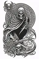 tribal and grim reaper tattoo design idea