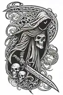 tribal and grim reaper tattoo design idea