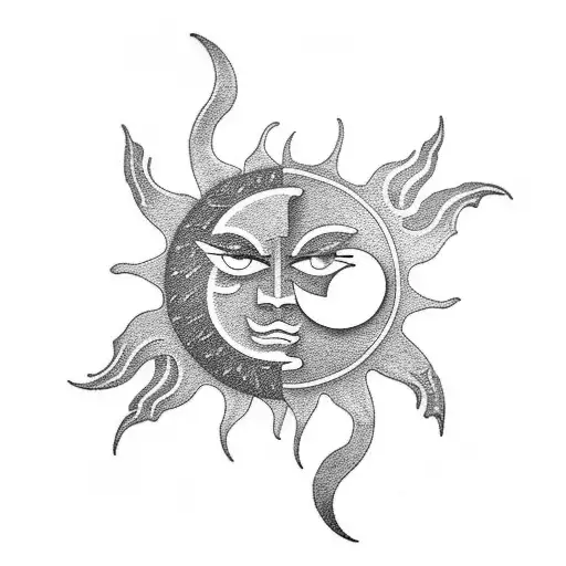Sun and Moon tattoo design idea