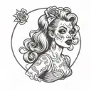 zombie pin up girl tattoo design idea