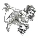 zombie pin up girl tattoo design idea