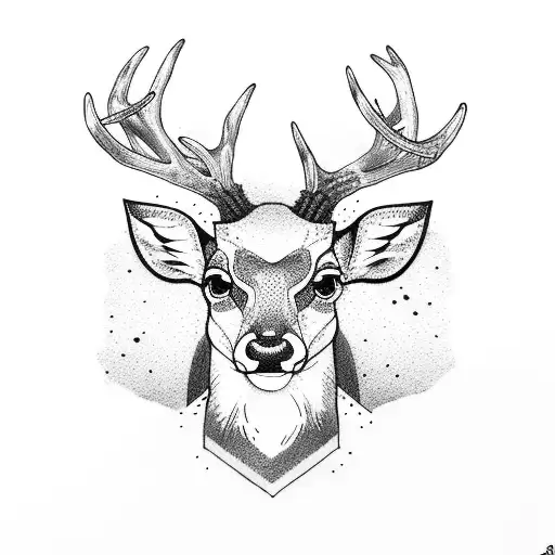 Deer with 207 area code tattoo design idea