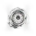 clock, rose, eye tattoo design idea