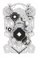 Cyberpunk and neon lights tattoo design idea