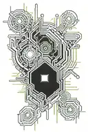 Cyberpunk and neon lights tattoo design idea