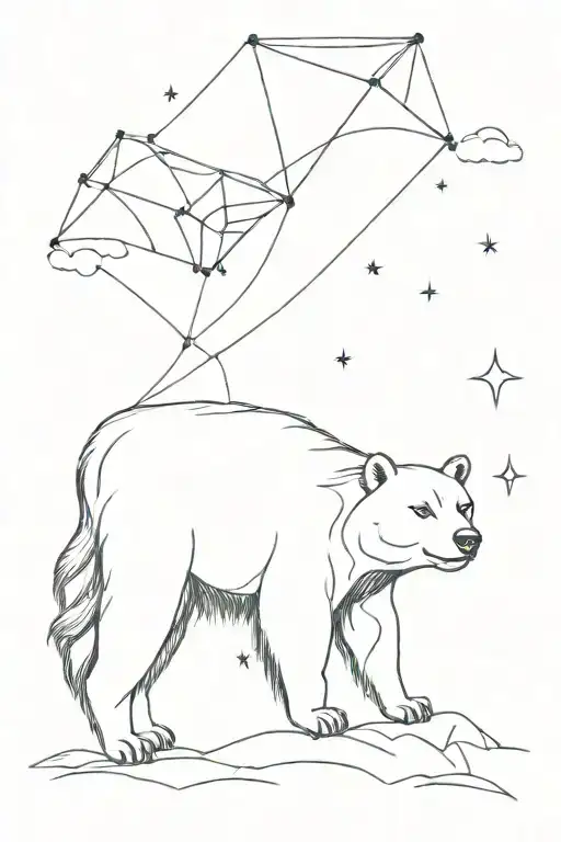 ursa major as a kite flying by small boy  tattoo design idea