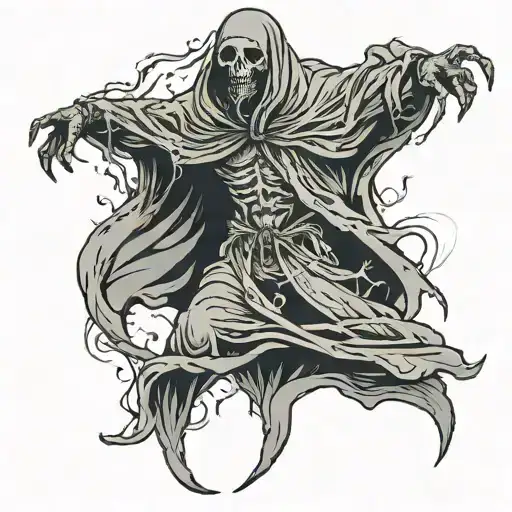 dementor engaged in a battle tattoo design idea