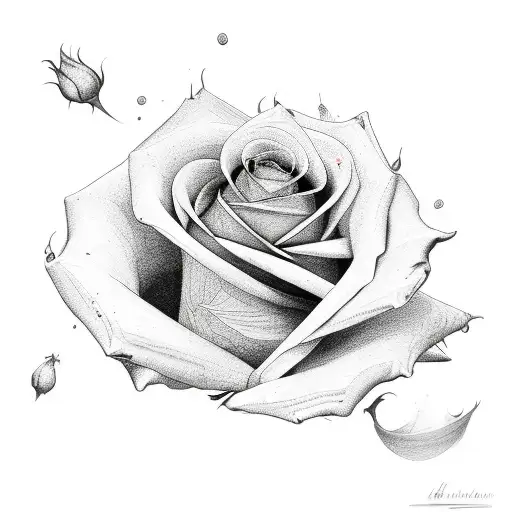 roses with patels falling tattoo design idea