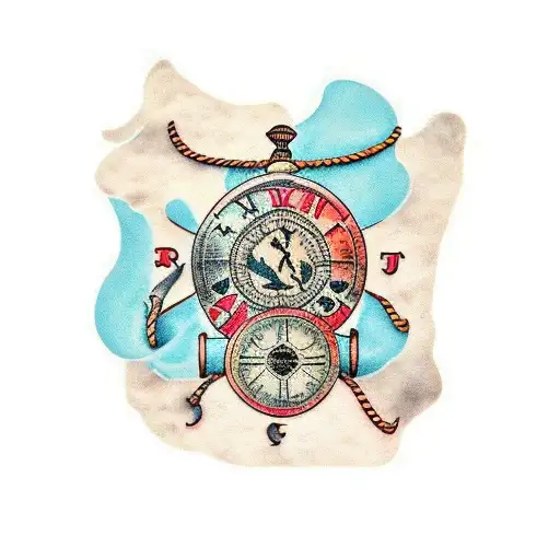treasure map tattoo design idea