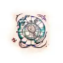 treasure map with sea turtle and mermaid tattoo design idea