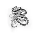  snake in and out of collarbone  tattoo design idea