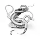  snake in and out of collarbone  tattoo design idea