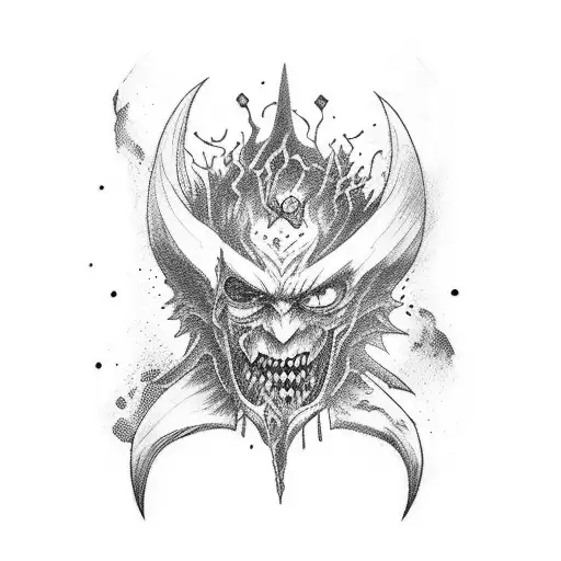 Berserk-inspired half sleeve featuring Guts battling against demonic creatures tattoo design idea