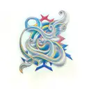 Wavy timeline with the years 1975, 2001, 1977 and 2008 tattoo design idea