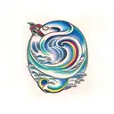Wavy timeline with the years 1975, 2001, 1977 and 2008 tattoo design idea