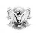 A powerful eagle breaking chains with its wings, symbolizing freedom and perseverance tattoo design idea