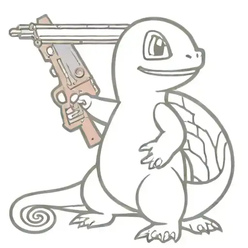 Charmander with gun tattoo design idea