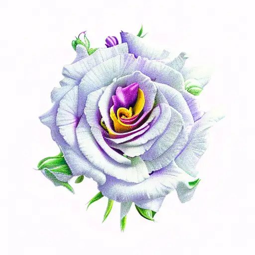 carnation, violet, hawthorn and lilly of the valley, and rose boquet tattoo design idea