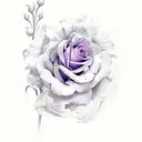 carnation, violet, hawthorn and lilly of the valley, and rose boquet tattoo design idea