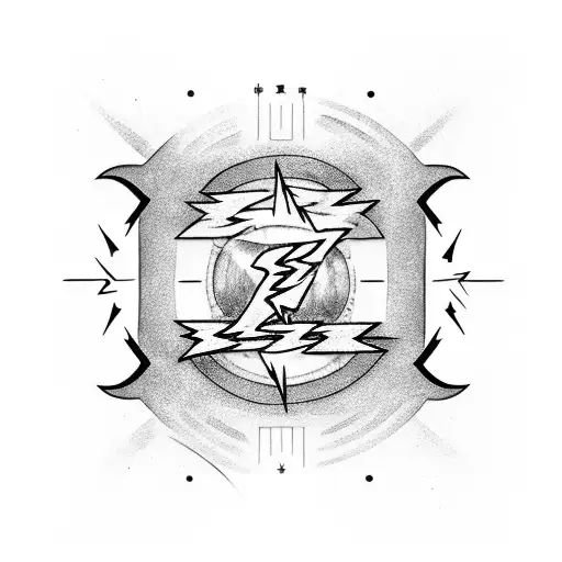 A guitar fretboard with lightning bolts forming the fret markers and a sun as the sound hole tattoo design idea