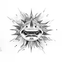shark sun set tattoo design idea
