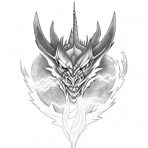 Dragon with lightning bolt eyes tattoo design idea