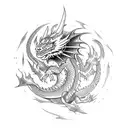 Dragon with lightning bolt eyes tattoo design idea