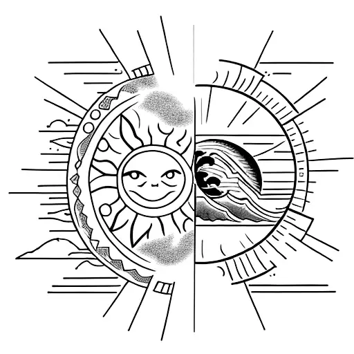 Sun and Moon tattoo design idea