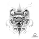 A majestic puma leaping through a stormy sea on a boat tattoo design idea