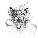 A majestic puma leaping through a stormy sea on a boat tattoo design idea