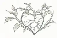 Fig tree branch wrapped around an anatomically correct heart tattoo design idea