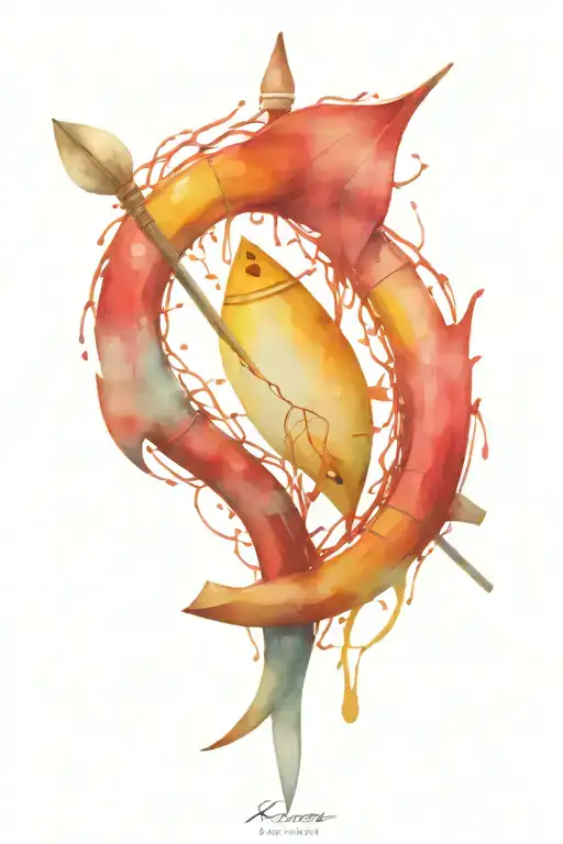 Kayak throwing harpoon tattoo design idea
