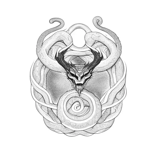 A sahmaran myth emerging from a snake, wrapping around your chest and shoulder tattoo design idea