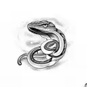 A sahmaran myth emerging from a snake, wrapping around your chest and shoulder tattoo design idea