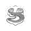 A sahmaran myth emerging from a snake, wrapping around your chest and shoulder tattoo design idea