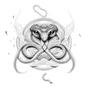 A sahmaran myth emerging from a snake, wrapping around your chest and shoulder tattoo design idea