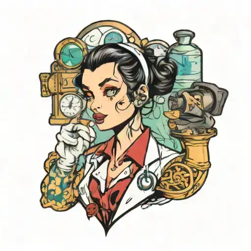 Olivia popeye dressed as doctor tattoo design idea
