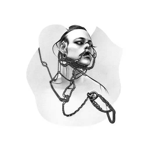 chains wrapped tight against skin detailed shading tattoo design idea