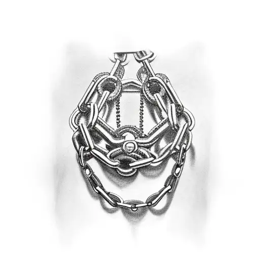 chains wrapped tight against skin detailed shading tattoo design idea