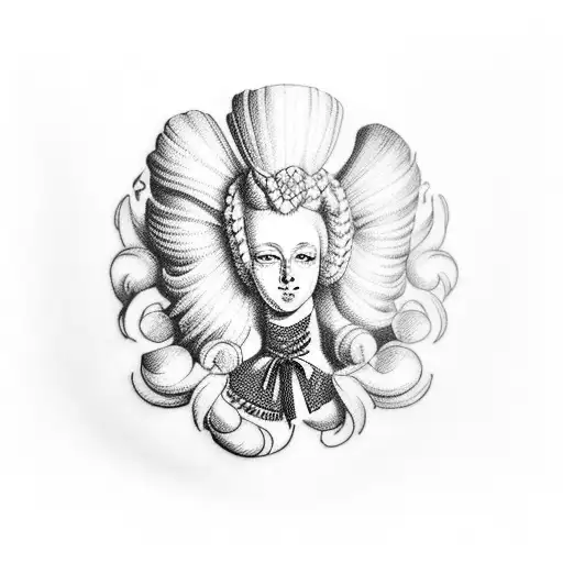 Marie Antoinette with stake through eye  tattoo design idea