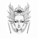 Marie Antoinette with stake through eye  tattoo design idea