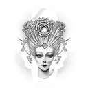 Marie Antoinette with stake through eye  tattoo design idea