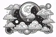 clouds and moon surrounded tattoo design idea
