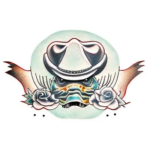 dinosaur with cowboy hat tattoo design idea