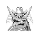 dinosaur with cowboy hat tattoo design idea