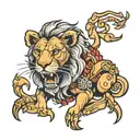 lion with crab tattoo design idea