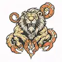 lion with crab tattoo design idea