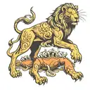 lion with crab tattoo design idea