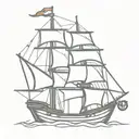 small pirate ship tattoo design idea