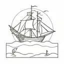 small pirate ship tattoo design idea